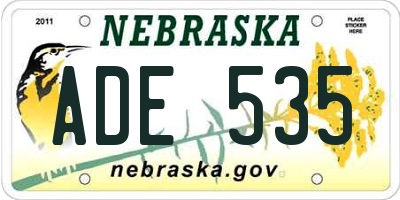 NE license plate ADE535