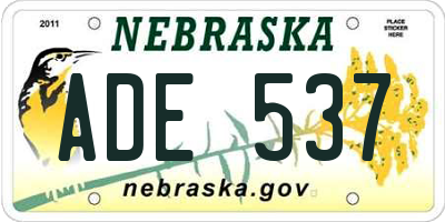 NE license plate ADE537