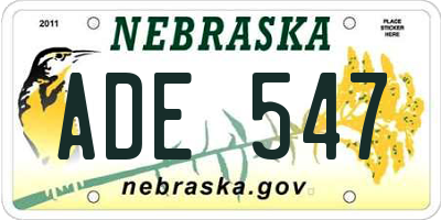 NE license plate ADE547