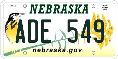 NE license plate ADE549