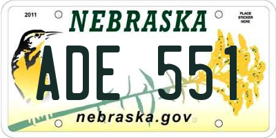 NE license plate ADE551