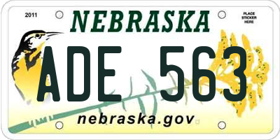 NE license plate ADE563