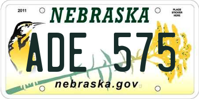 NE license plate ADE575