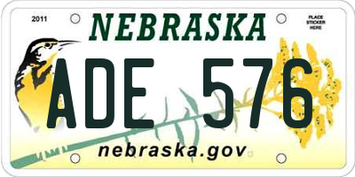NE license plate ADE576
