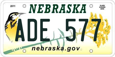 NE license plate ADE577