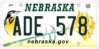 NE license plate ADE578