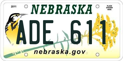 NE license plate ADE611