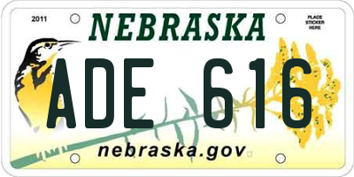 NE license plate ADE616