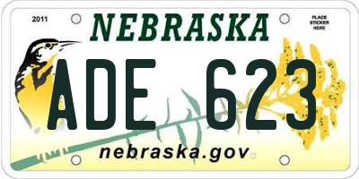 NE license plate ADE623