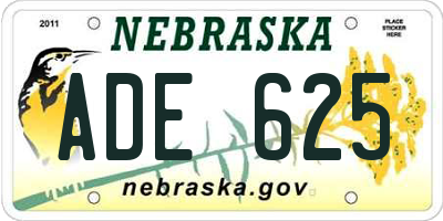 NE license plate ADE625