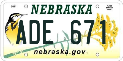 NE license plate ADE671