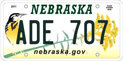 NE license plate ADE707