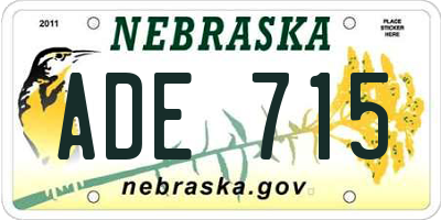 NE license plate ADE715