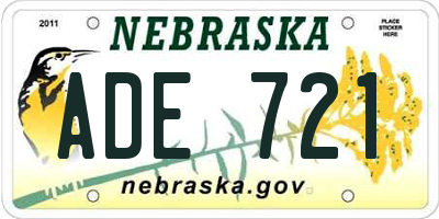 NE license plate ADE721