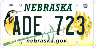 NE license plate ADE723