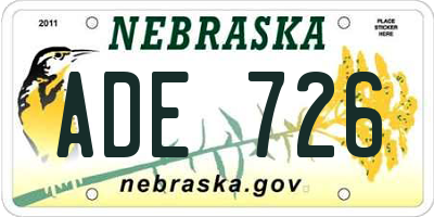 NE license plate ADE726