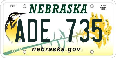 NE license plate ADE735