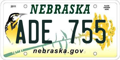 NE license plate ADE755