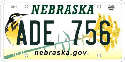 NE license plate ADE756