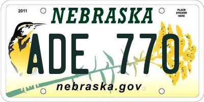NE license plate ADE770