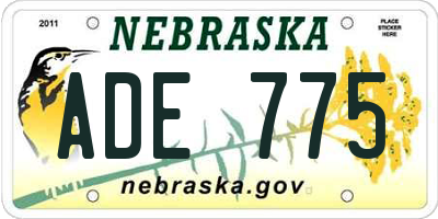 NE license plate ADE775