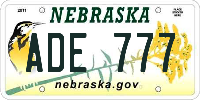 NE license plate ADE777