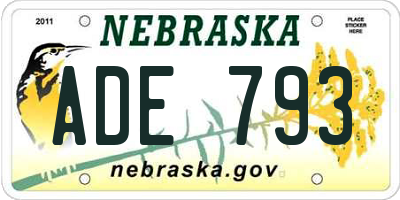 NE license plate ADE793