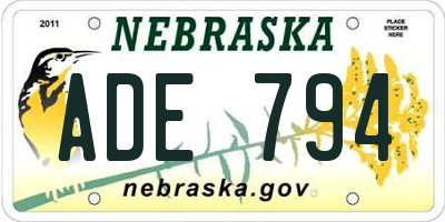 NE license plate ADE794