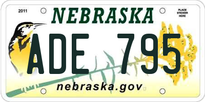 NE license plate ADE795