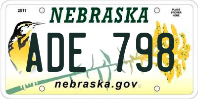 NE license plate ADE798