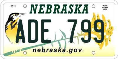 NE license plate ADE799