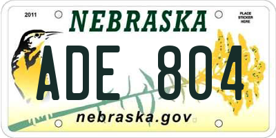 NE license plate ADE804