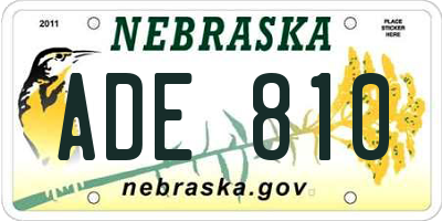 NE license plate ADE810