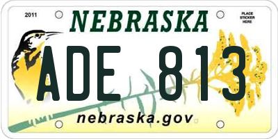 NE license plate ADE813