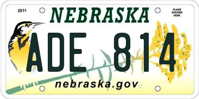 NE license plate ADE814