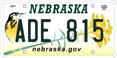 NE license plate ADE815