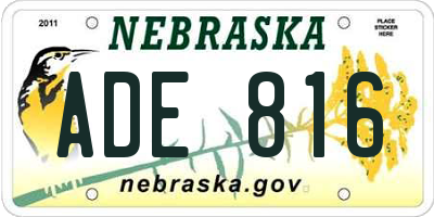 NE license plate ADE816