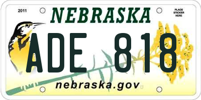 NE license plate ADE818