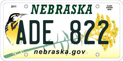 NE license plate ADE822