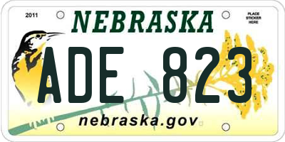 NE license plate ADE823