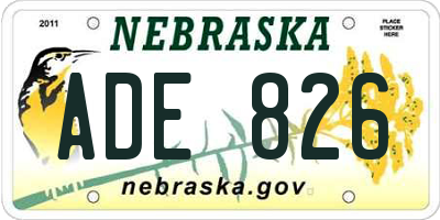 NE license plate ADE826