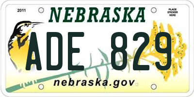 NE license plate ADE829