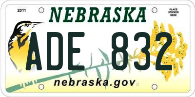 NE license plate ADE832