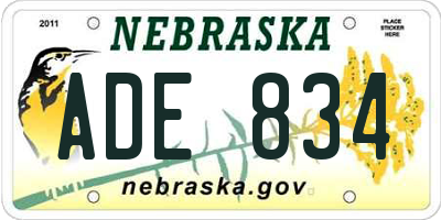 NE license plate ADE834