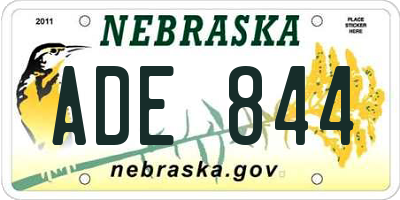 NE license plate ADE844