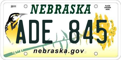 NE license plate ADE845