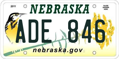 NE license plate ADE846