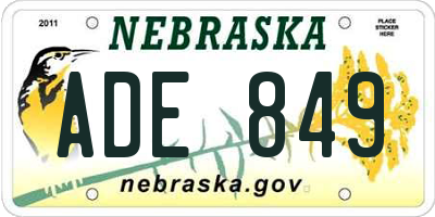 NE license plate ADE849