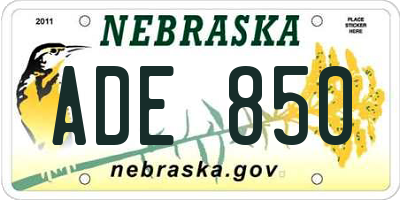 NE license plate ADE850