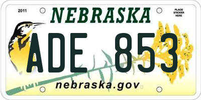 NE license plate ADE853